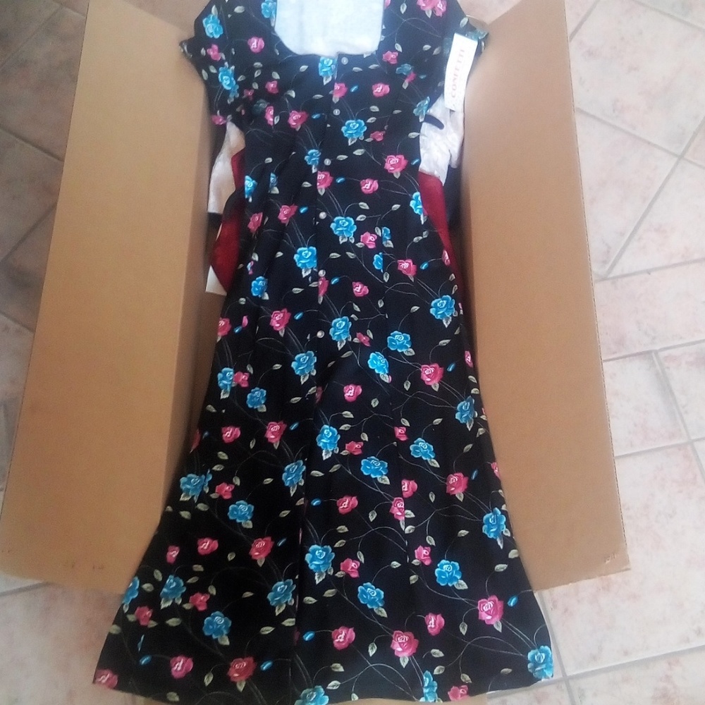 Vintage Confetti long print dress